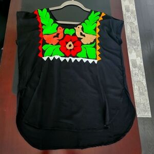 Bohemian Floral Embroidery Mexican Blouse